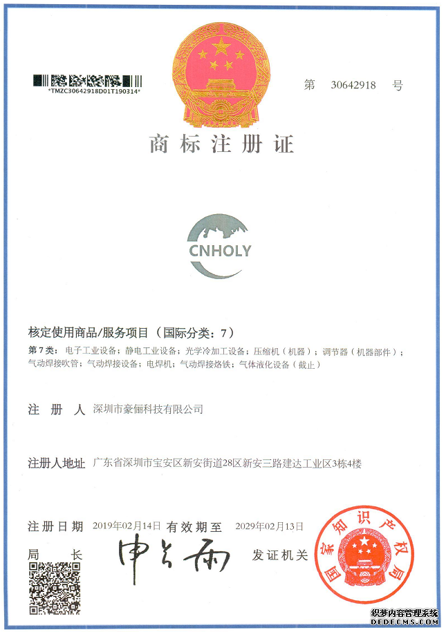 商標(biāo)專(zhuān)利CNHOLY